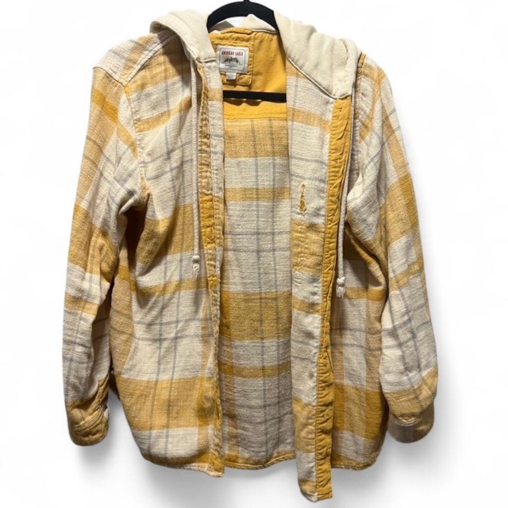 American Eagle Outfitters Yellow Hooded Shirt - Picture 5 of 5